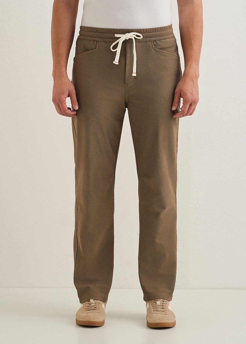 Dark Taupe Straight Fit Corduroy Pants