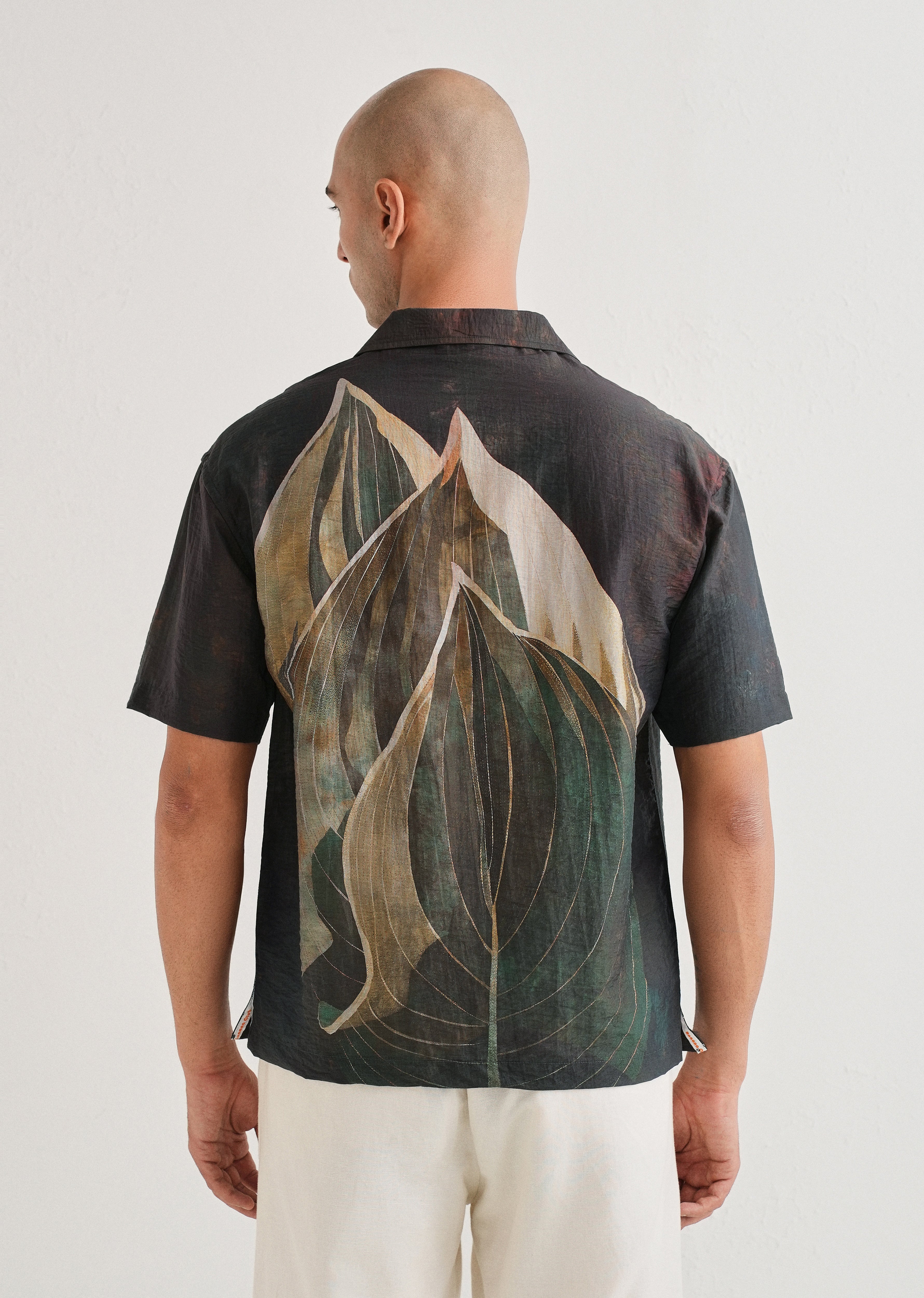 Dark Tropical Placement Print Shirt