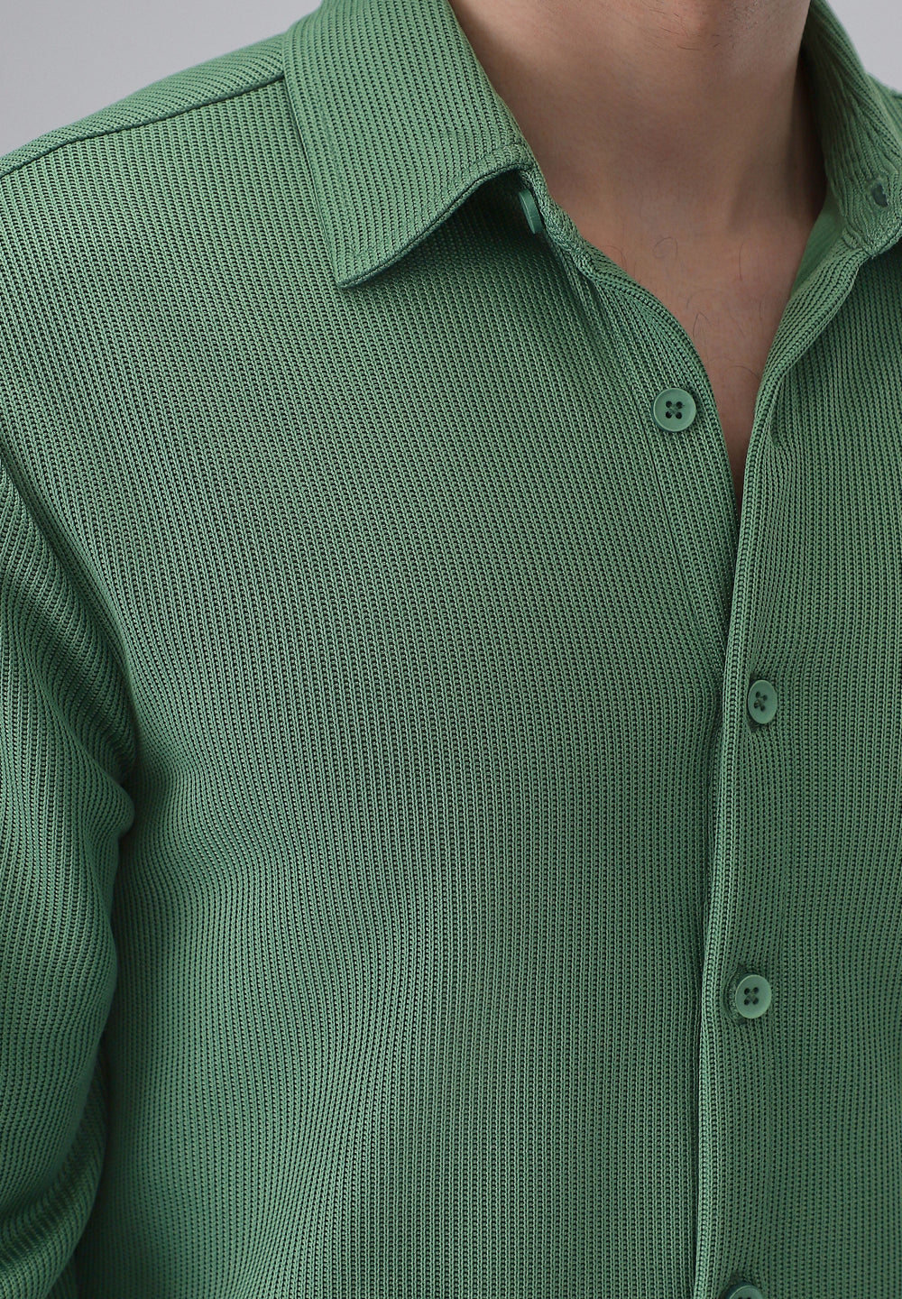Sage Green Plain Knitted Shirt