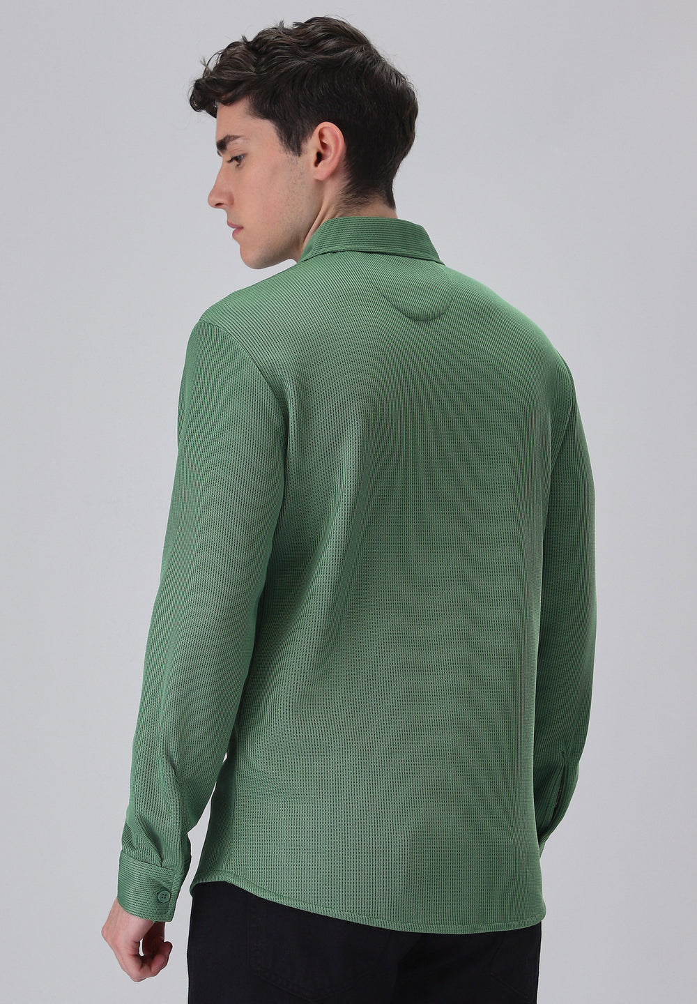 Sage Green Plain Knitted Shirt