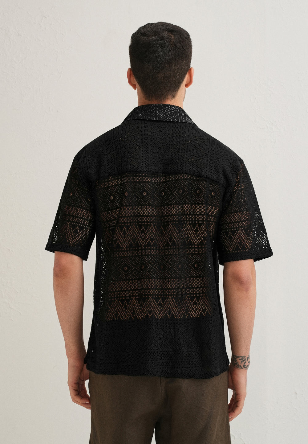 Deep Black Crochet Shirt