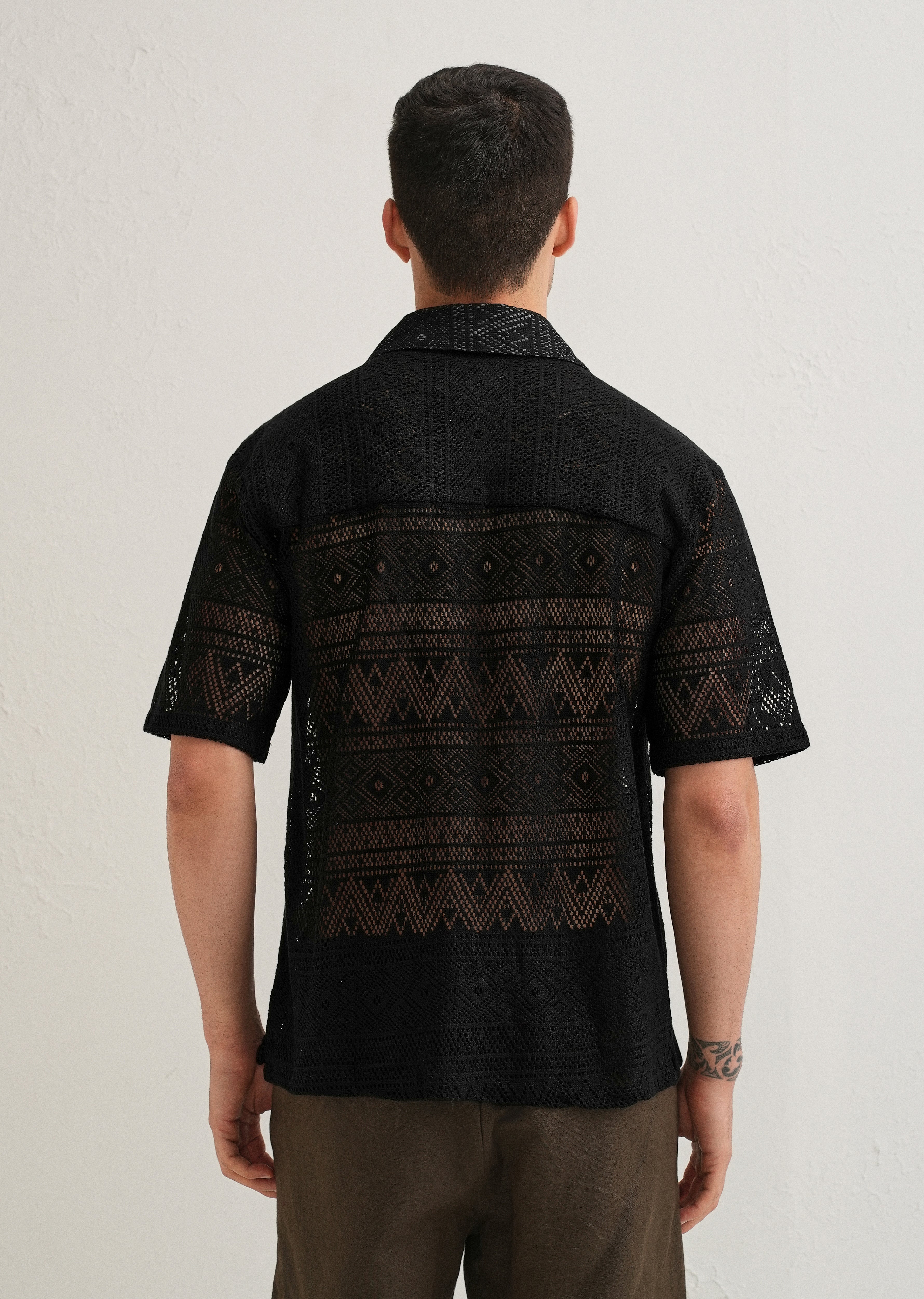 Deep Black Crochet Shirt