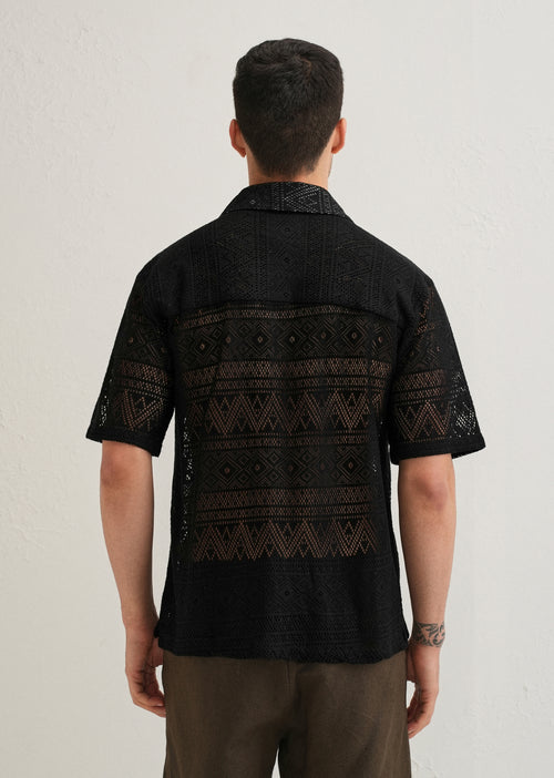 Deep Black Crochet Shirt