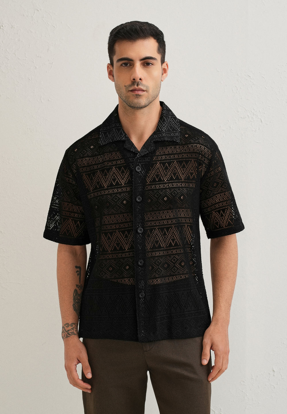 Deep Black Crochet Shirt