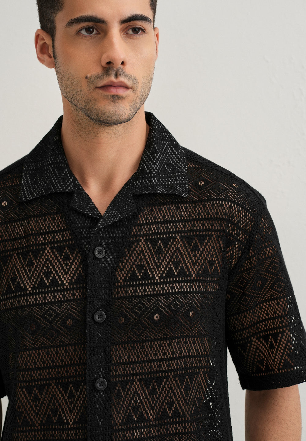 Deep Black Crochet Shirt