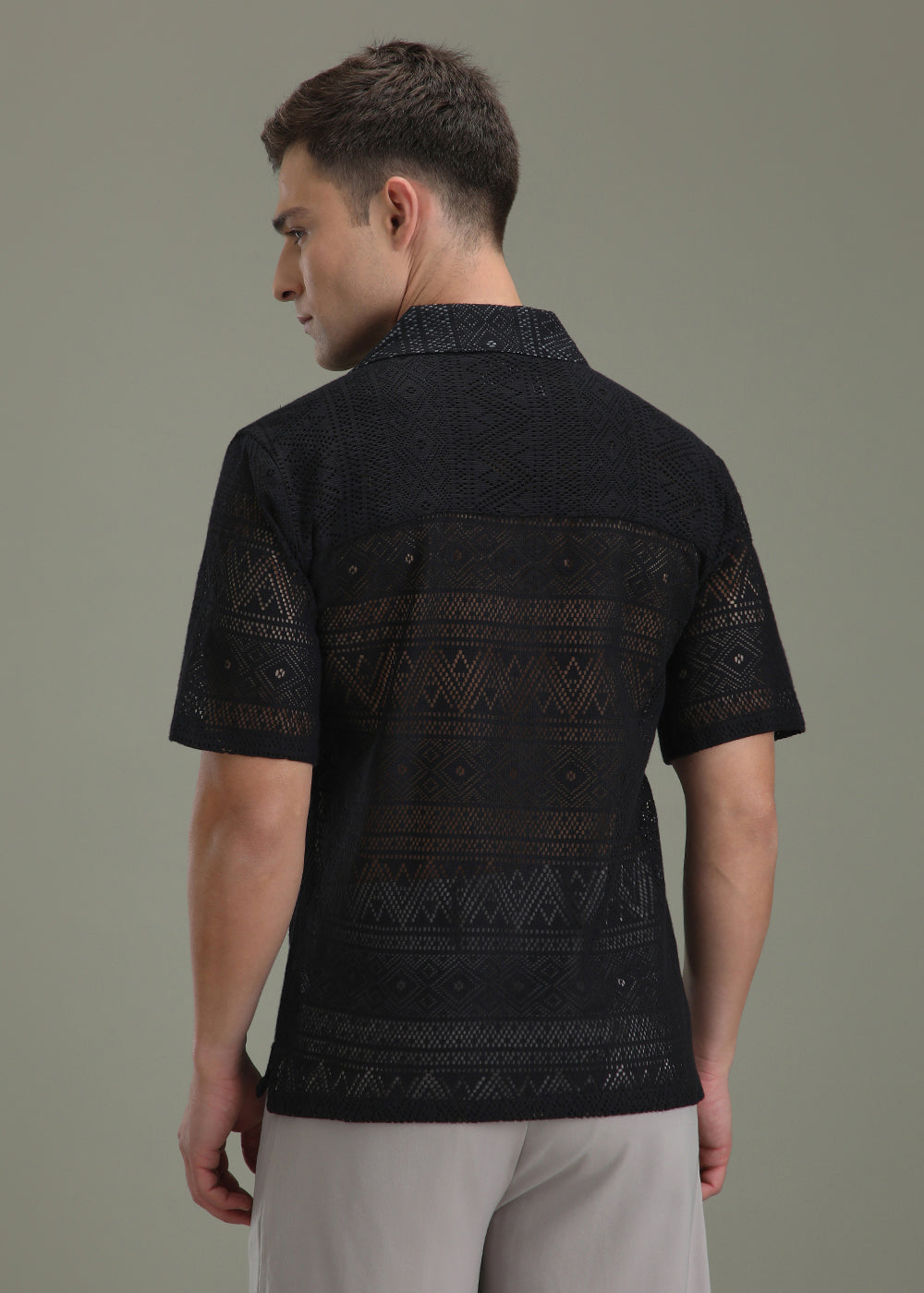 Deep Black Crochet Shirt