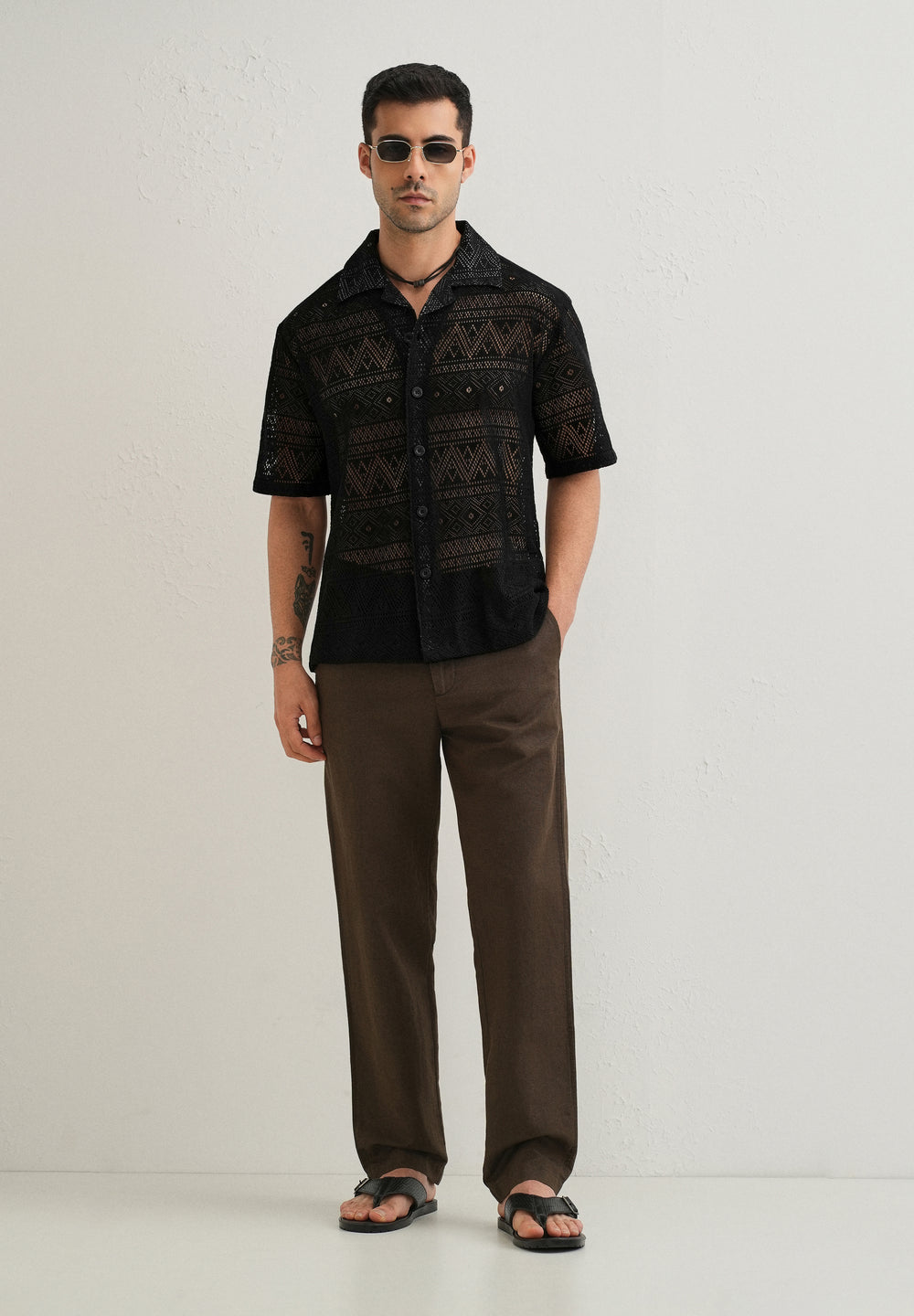 Deep Black Crochet Shirt