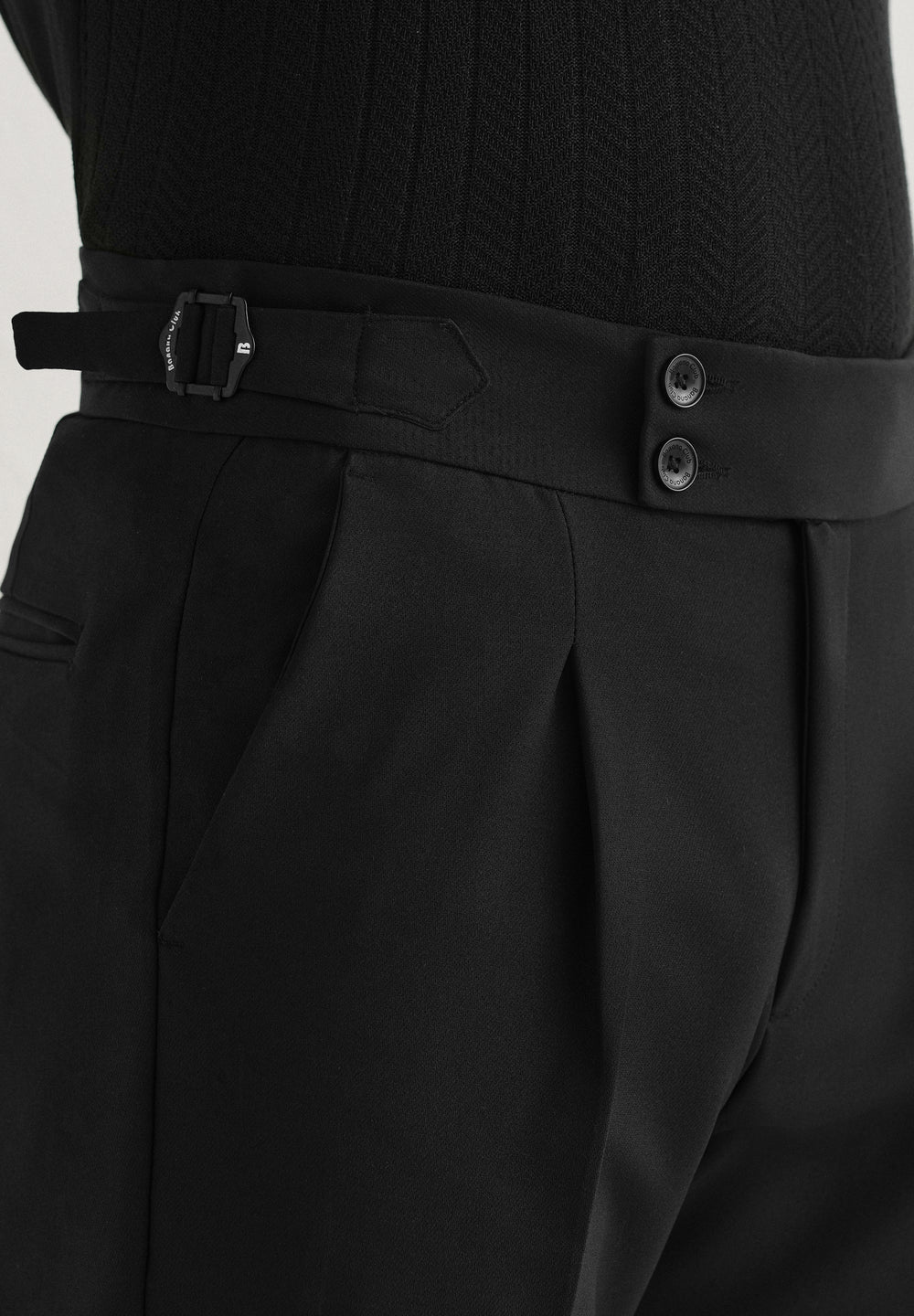 Deep Black Pleated Gurkha Pant