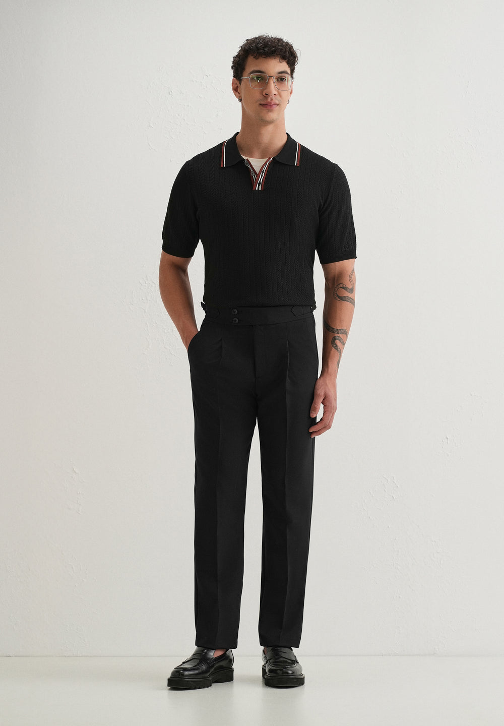 Deep Black Pleated Gurkha Pant