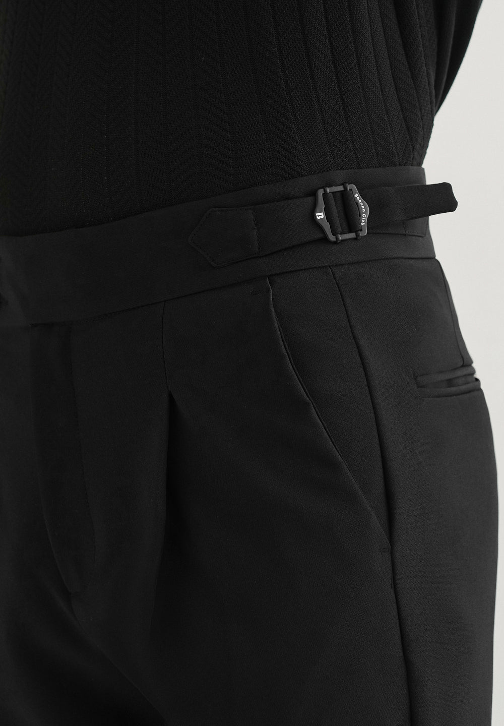 Deep Black Pleated Gurkha Pant
