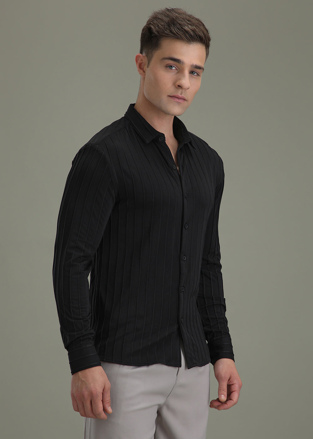 Deep Black Stripe Shirt