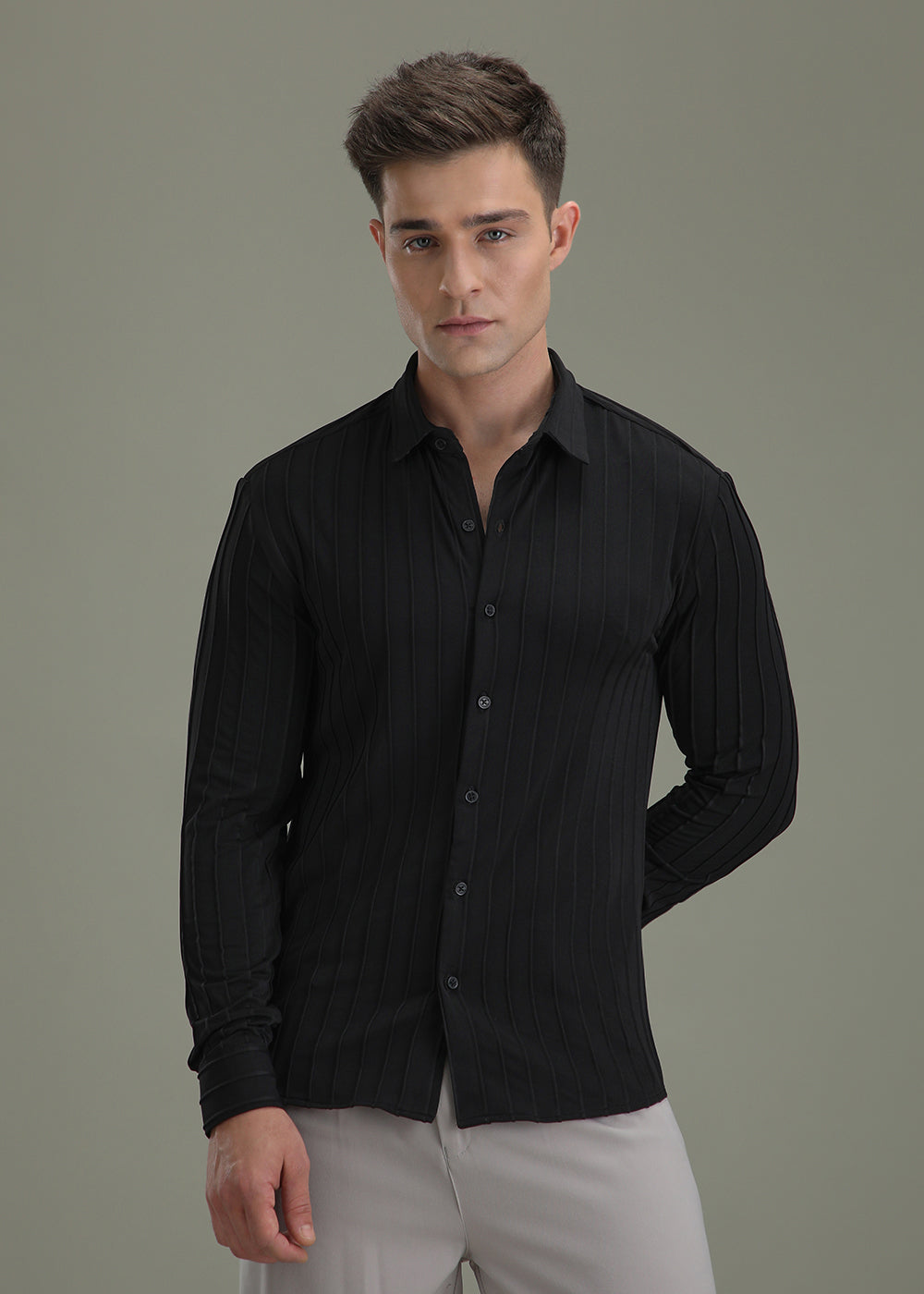 Deep Black Stripe Shirt