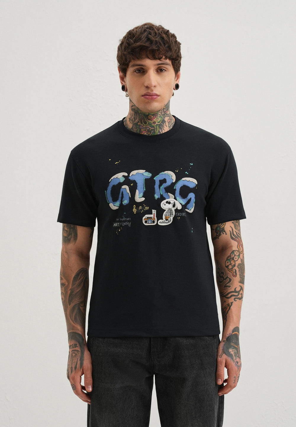 Deep Dark Blue Graphic Printed T-shirt