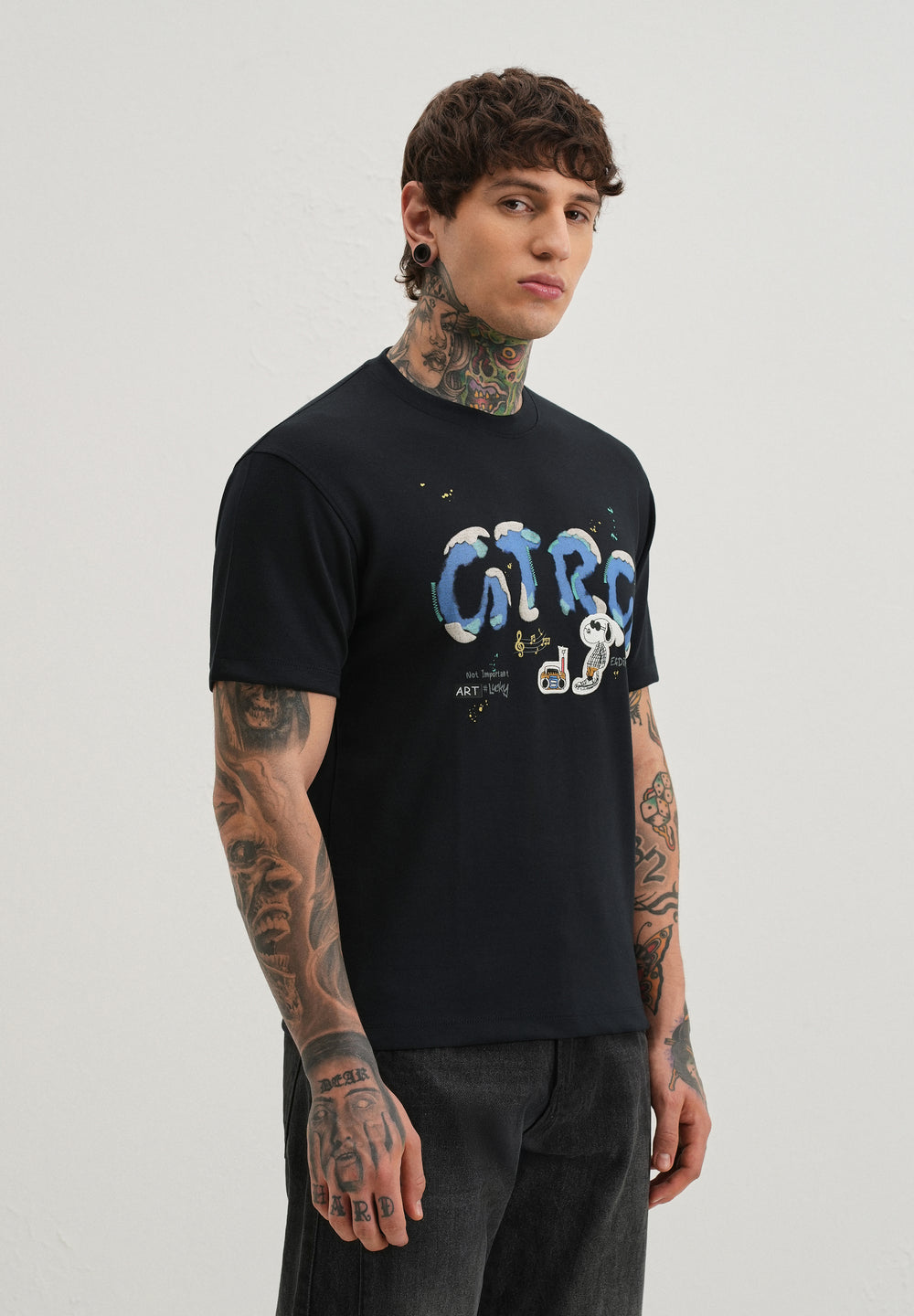 Deep Dark Blue Graphic Printed T-shirt