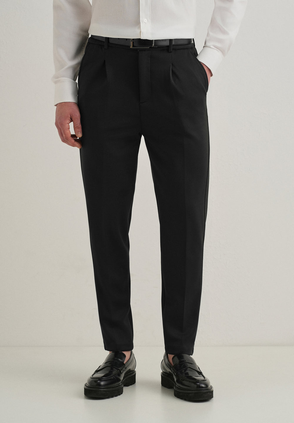 Deep Green Pleated Relaxed Fit Trousers