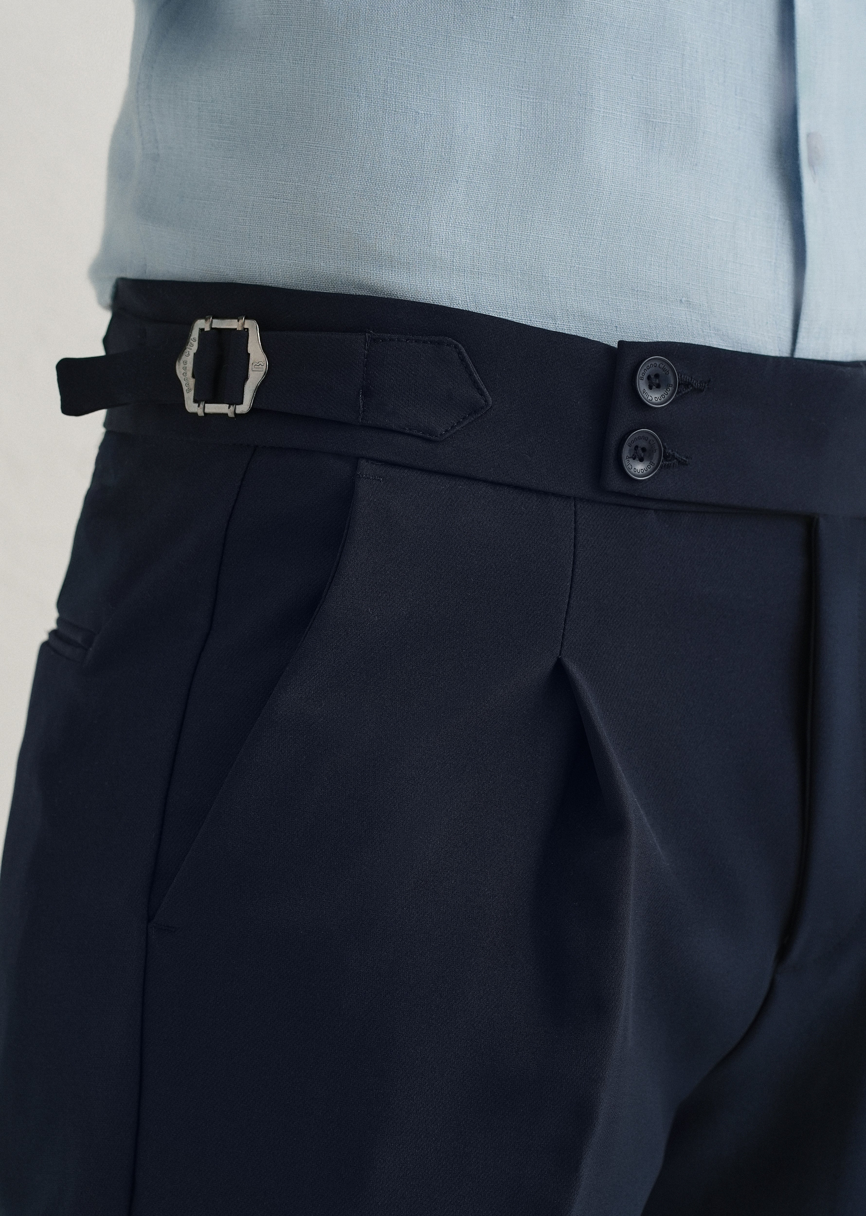 Deep Navy Blue Pleated Gurkha Pant