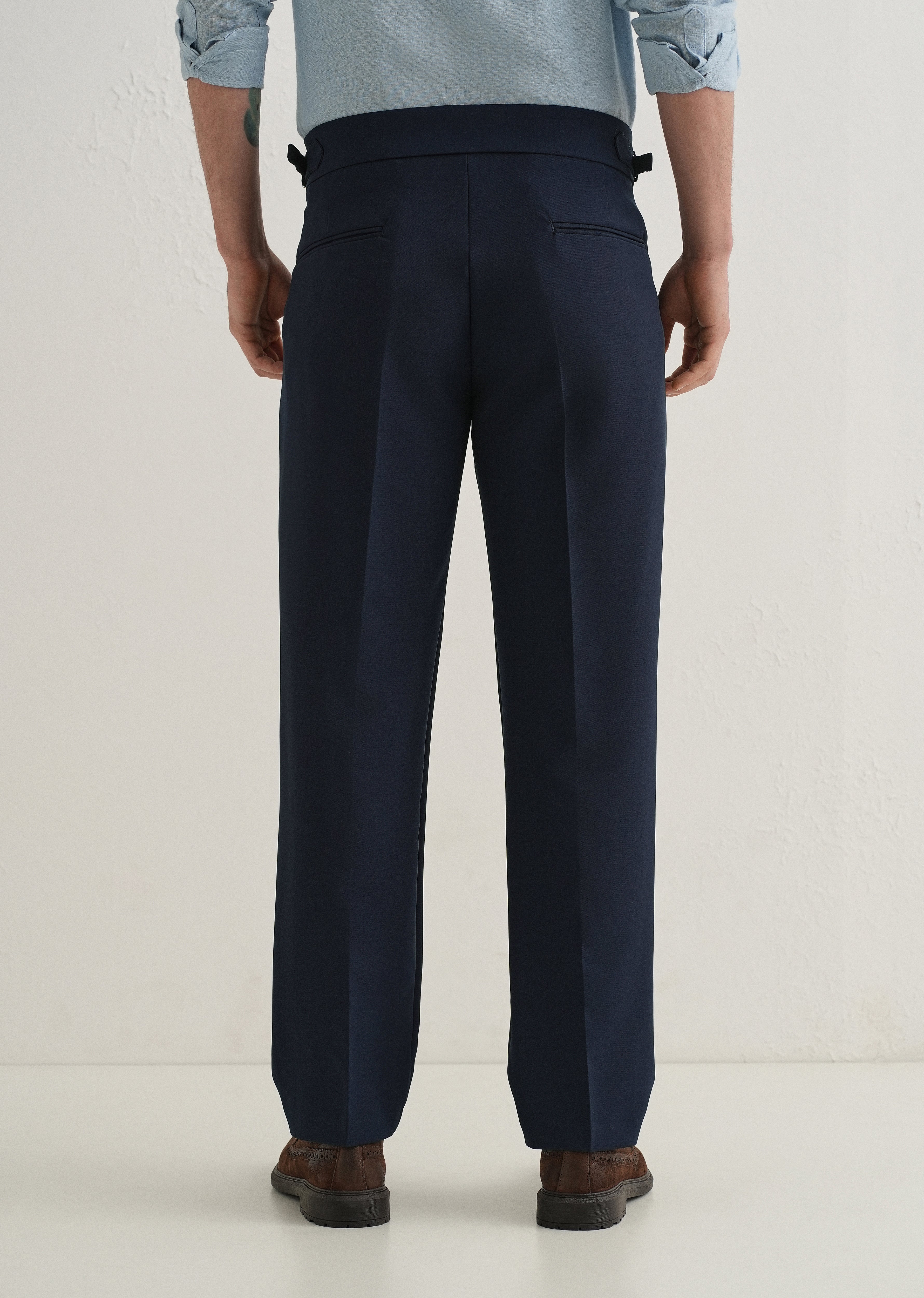 Deep Navy Blue Pleated Gurkha Pant