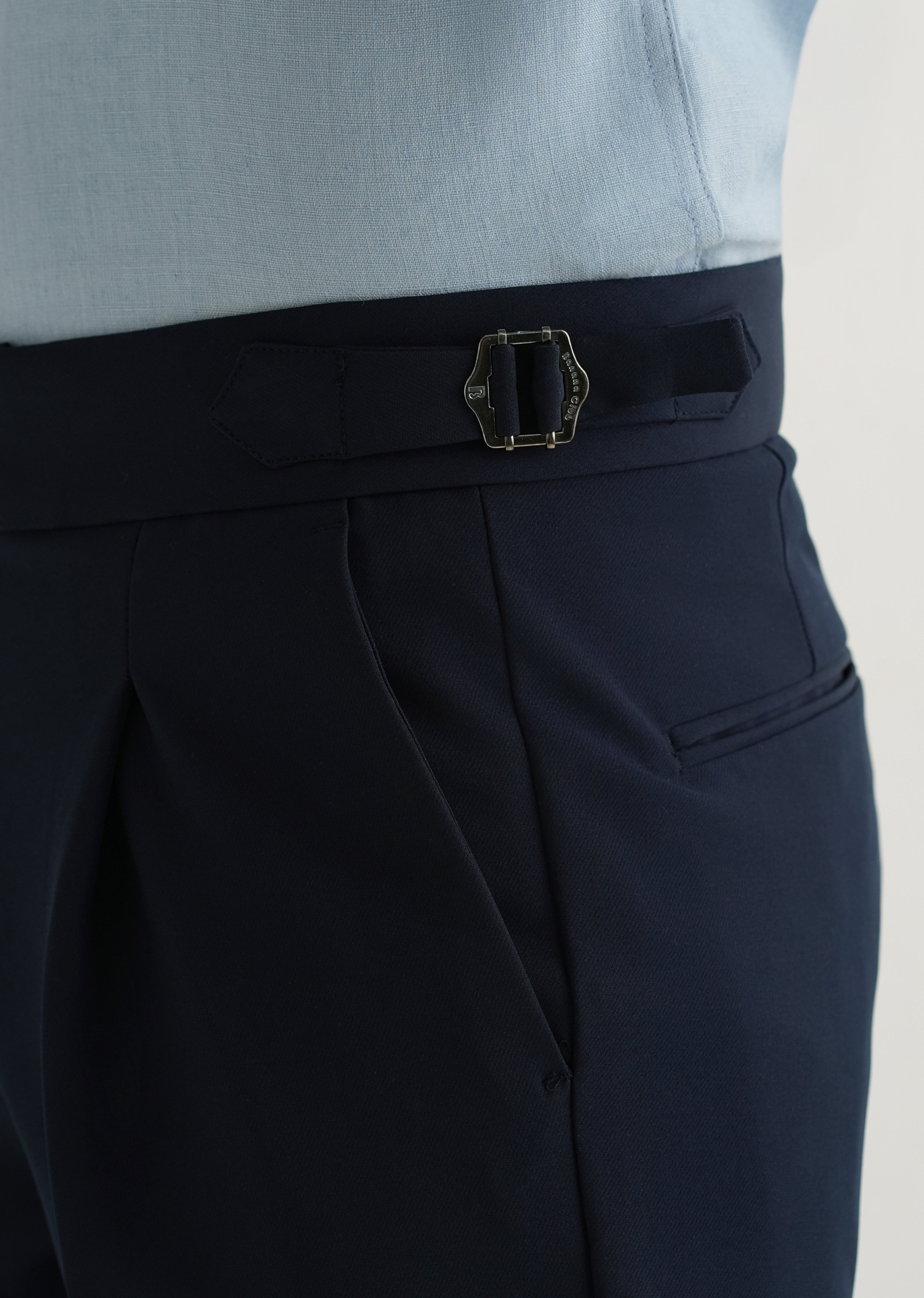 Deep Navy Blue Pleated Gurkha Pant