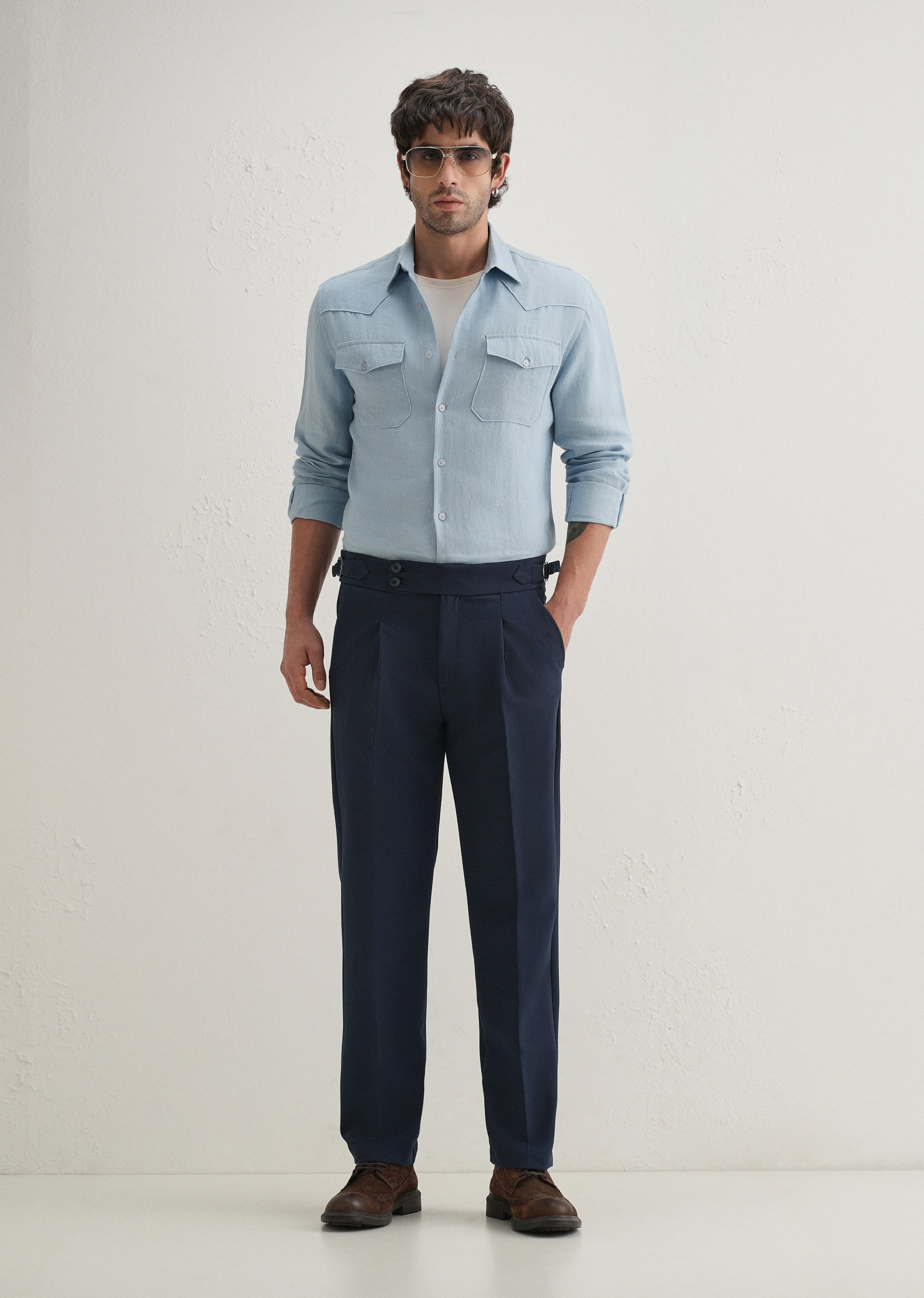 Deep Navy Blue Pleated Gurkha Pant