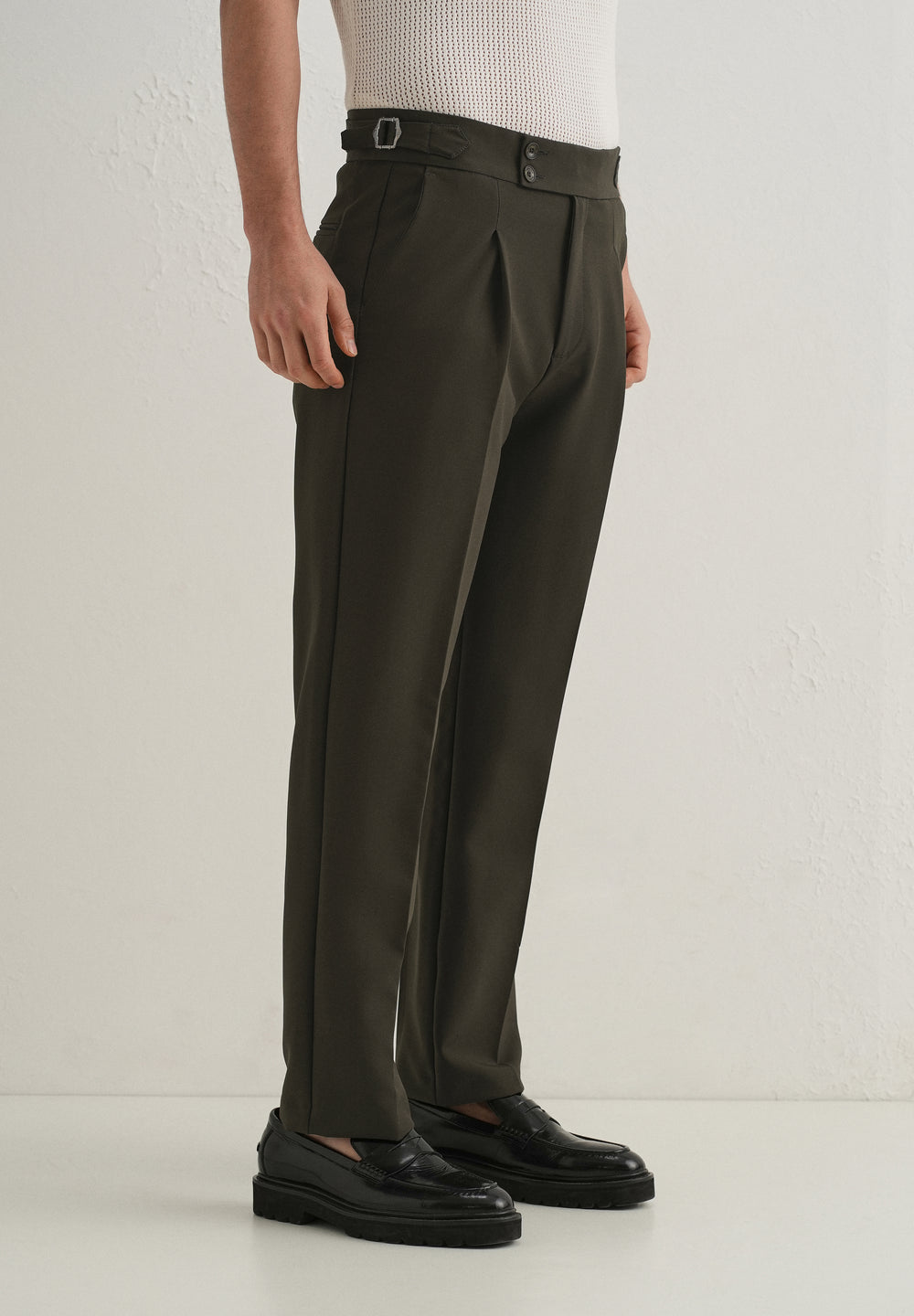 Deep Olive Pleated Gurkha Pant