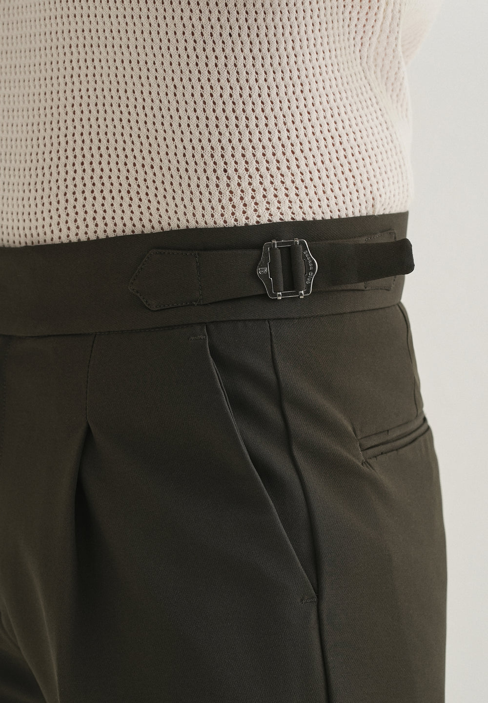 Deep Olive Pleated Gurkha Pant