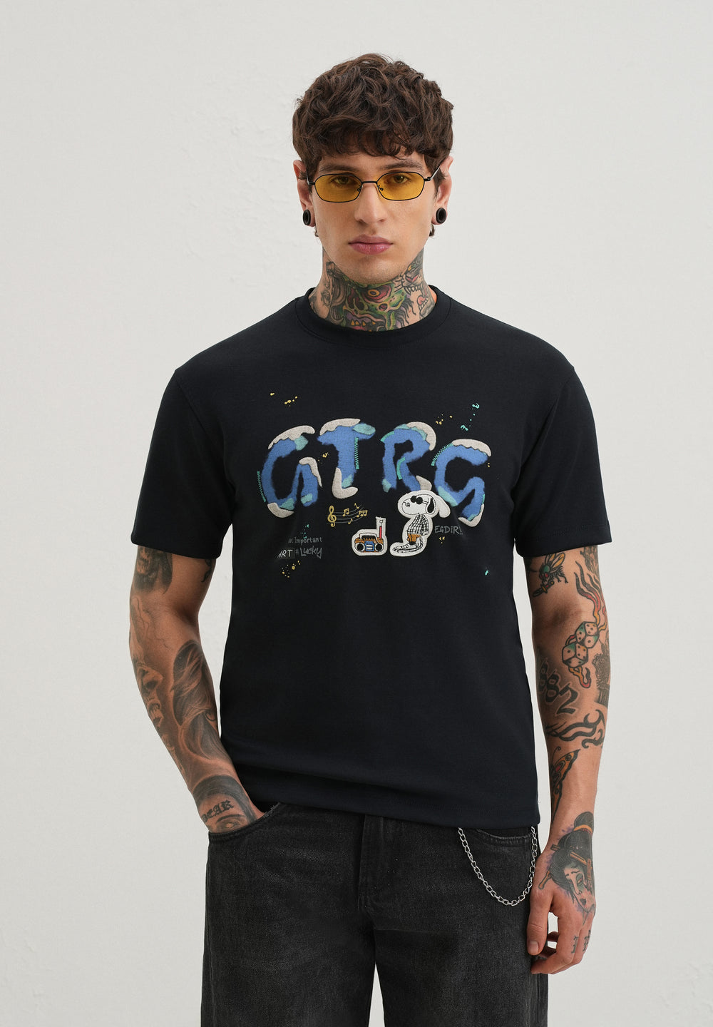 Deep Dark Blue Graphic Printed T-shirt