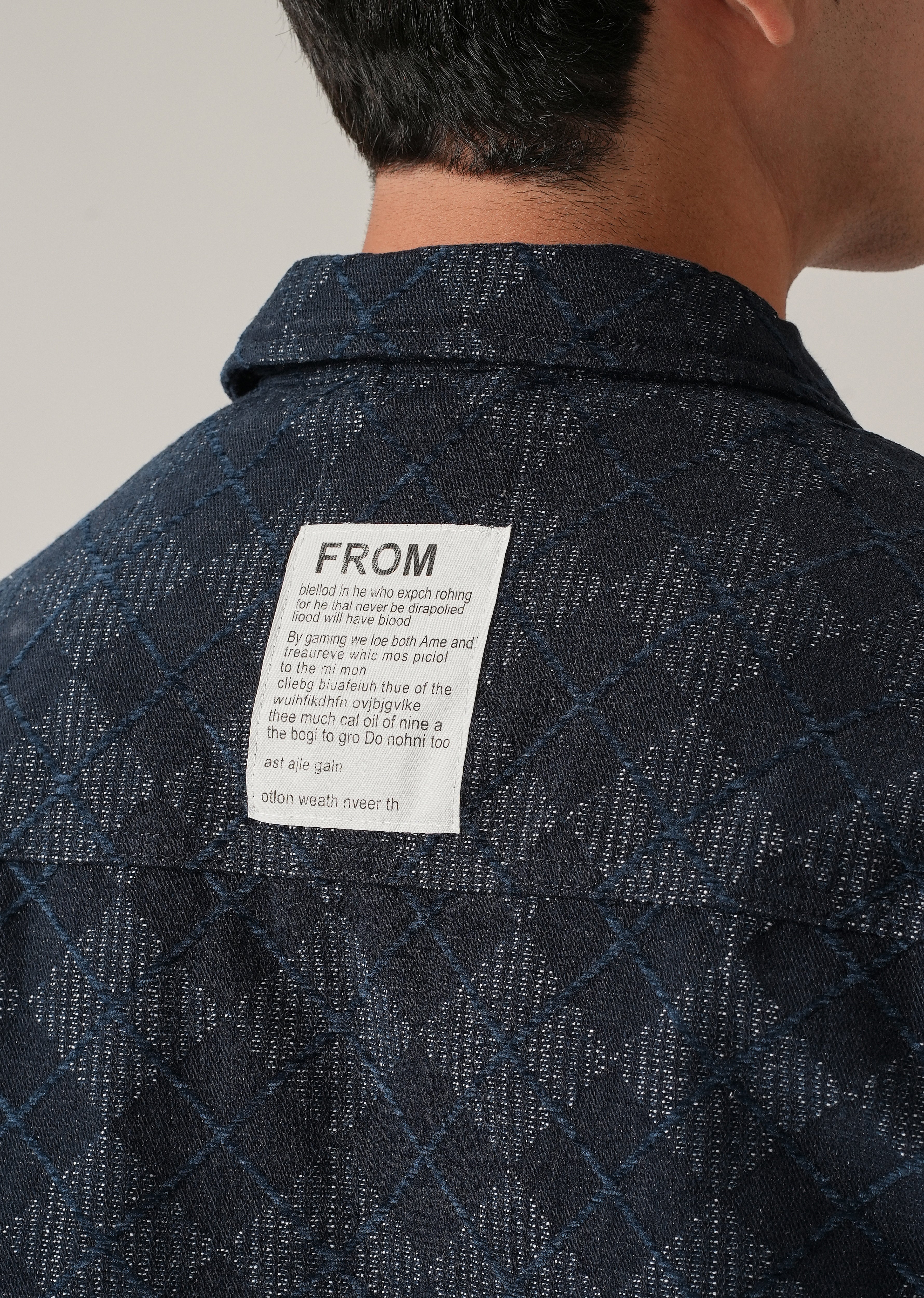 Diamond Pattern Denim Jacquard Jacket