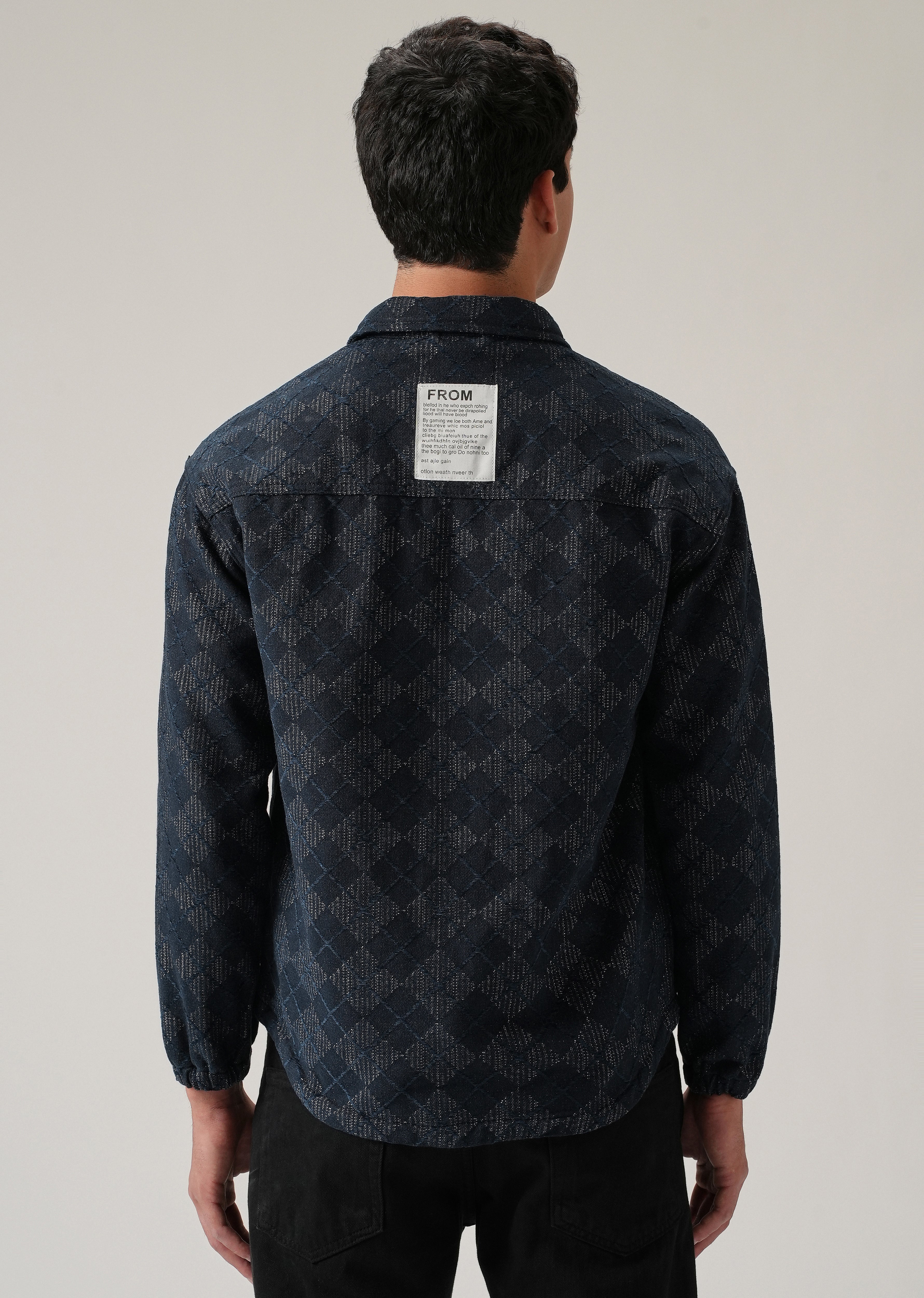 Diamond Pattern Denim Jacquard Jacket