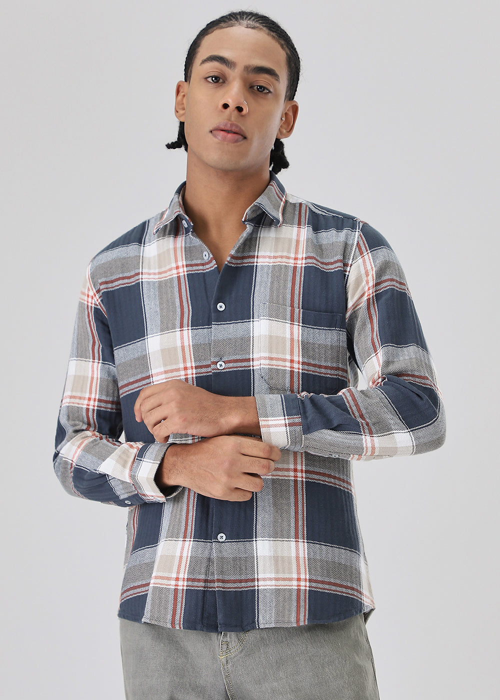 Dobby Check Space Blue Shirt