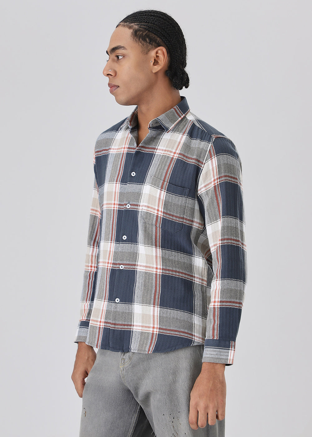 Dobby Check Space Blue Shirt