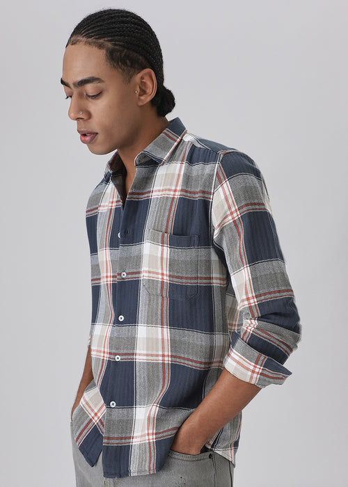 Dobby Check Space Blue Shirt