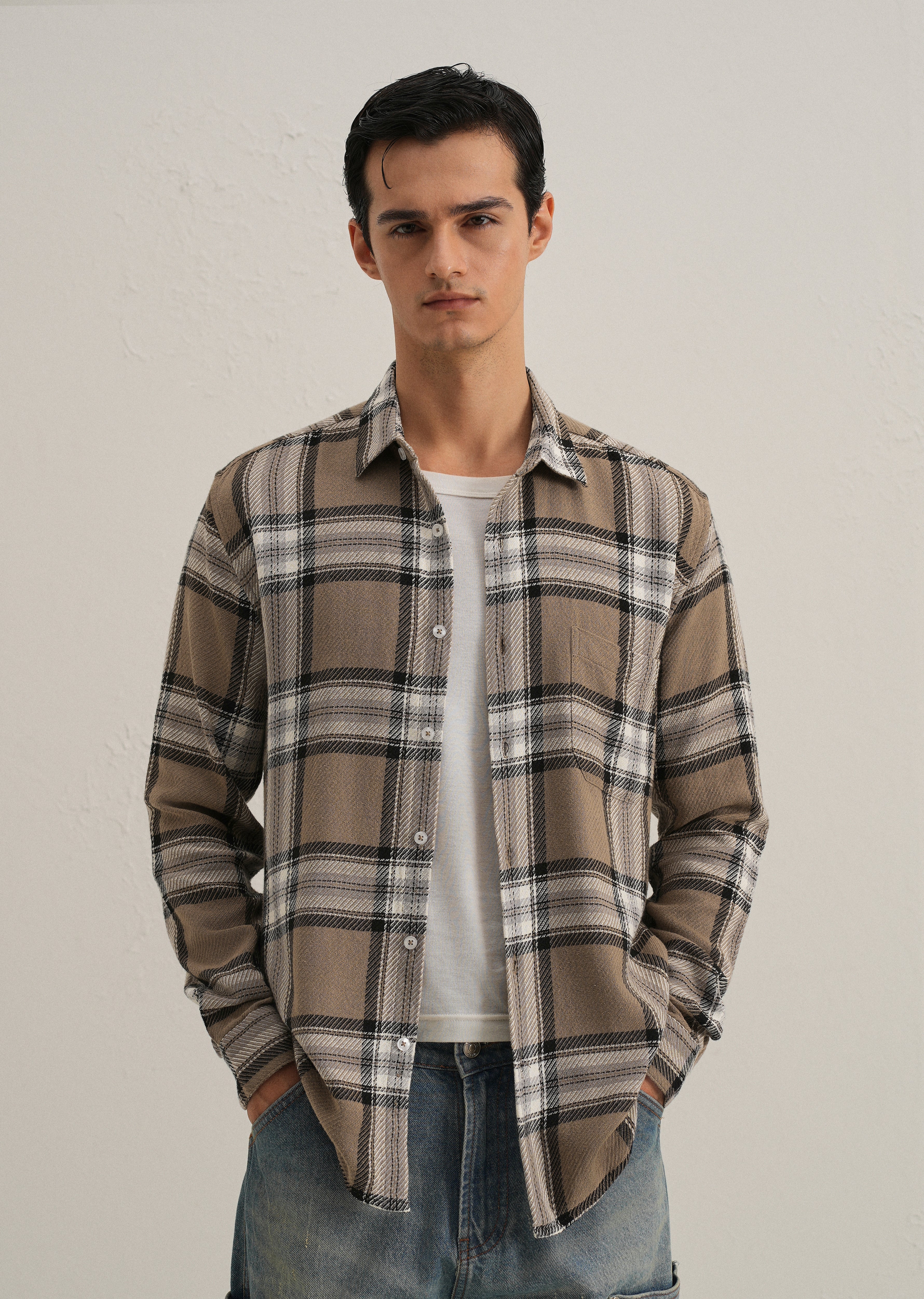 Dobby Check Stone Shirt