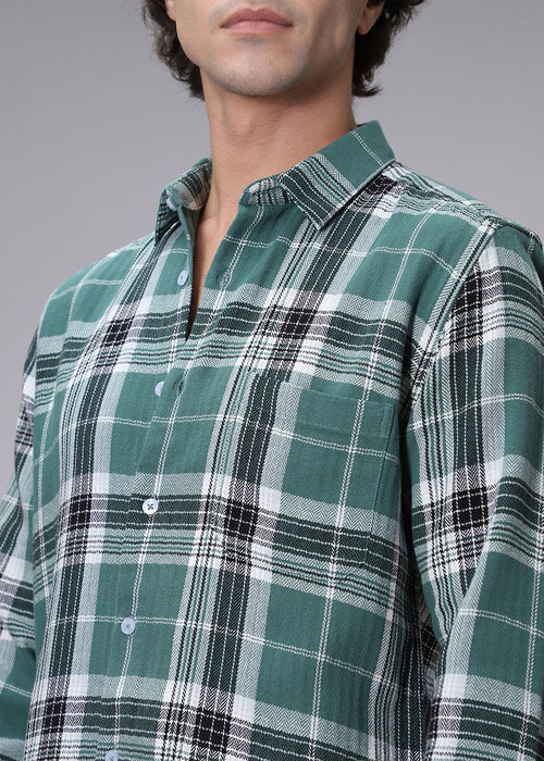 Dobby Dark Green Check Shirt