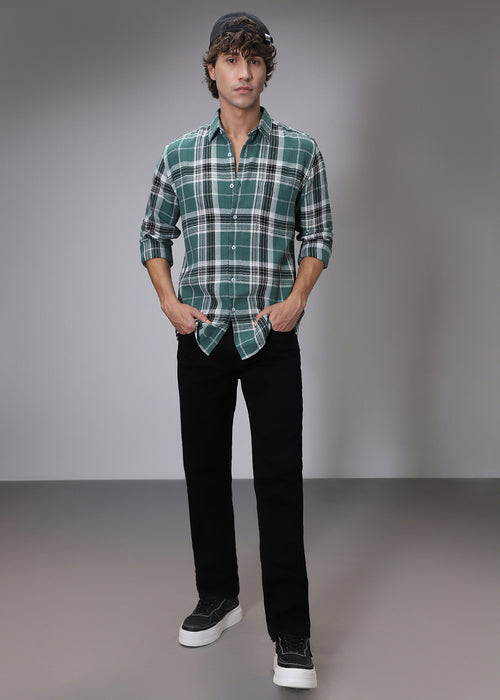 Dobby Dark Green Check Shirt