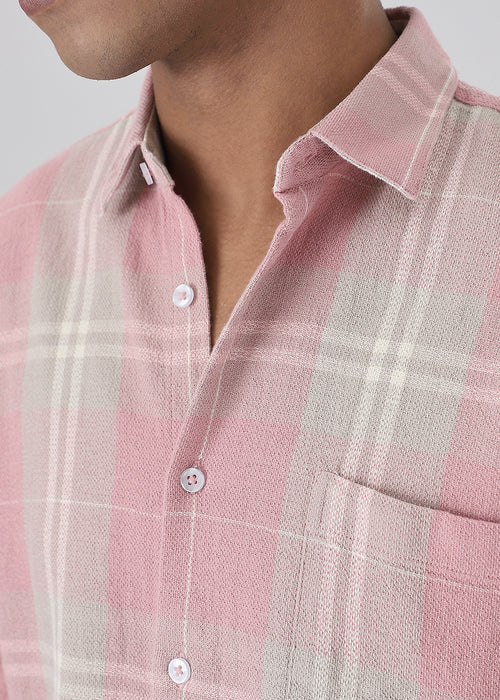 Dobby French Pink Check Shirt