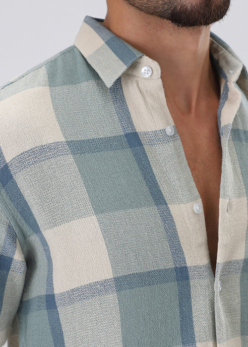 Dobby Smooky Olive Check Shirt