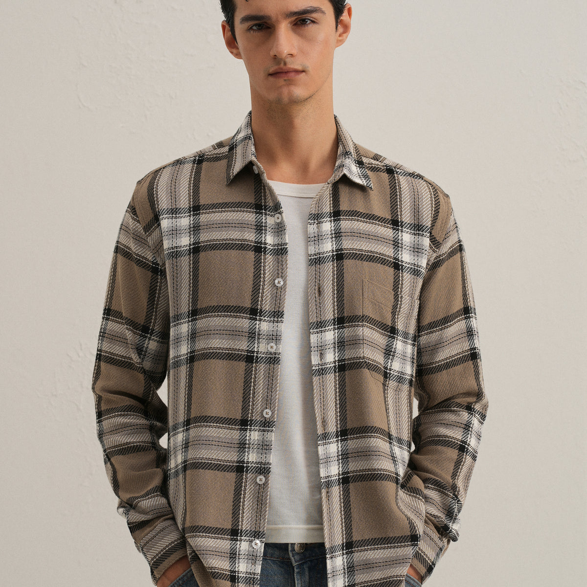 Dobby Check Stone Shirt
