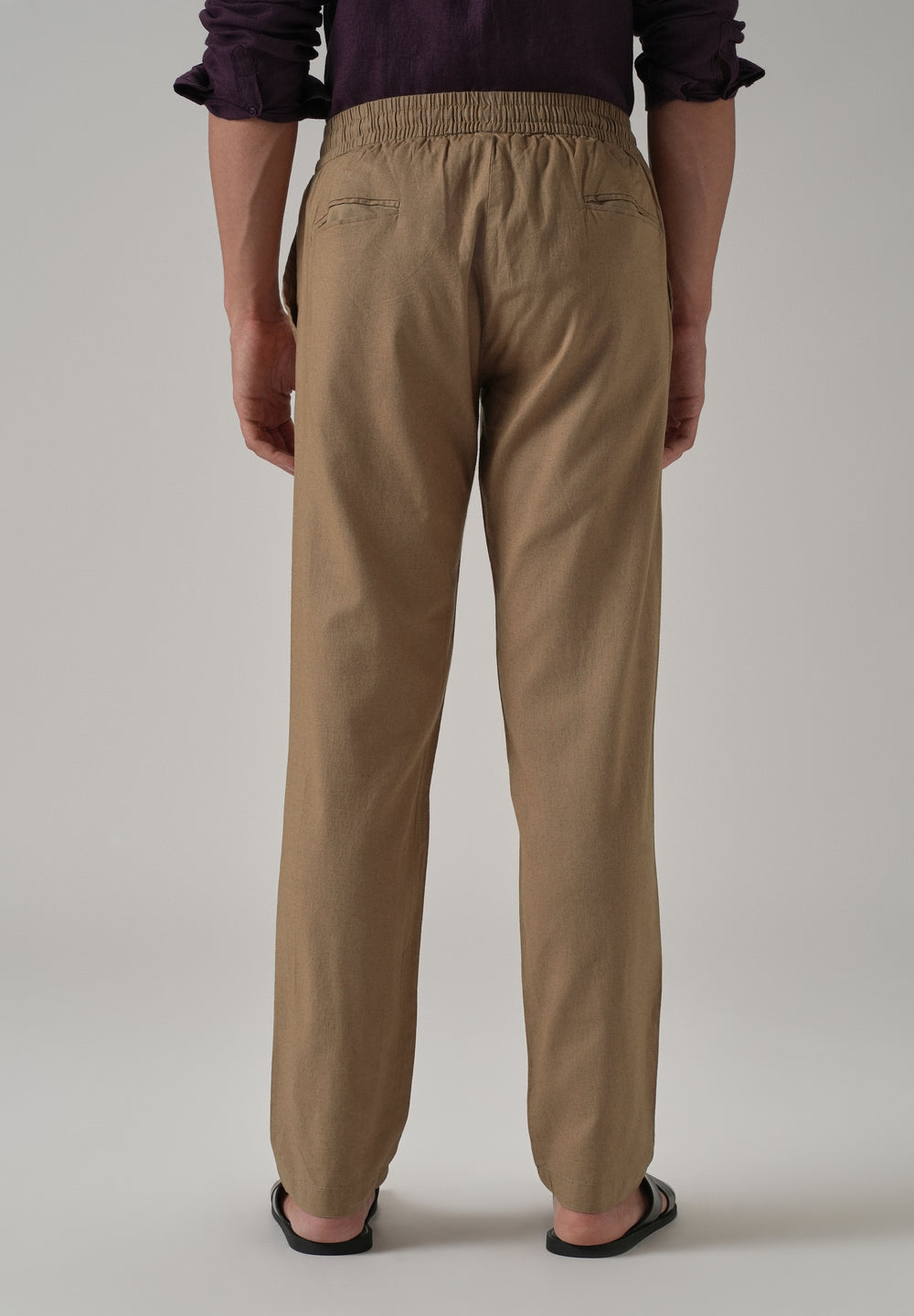 Drawstring Beige Linen Pant