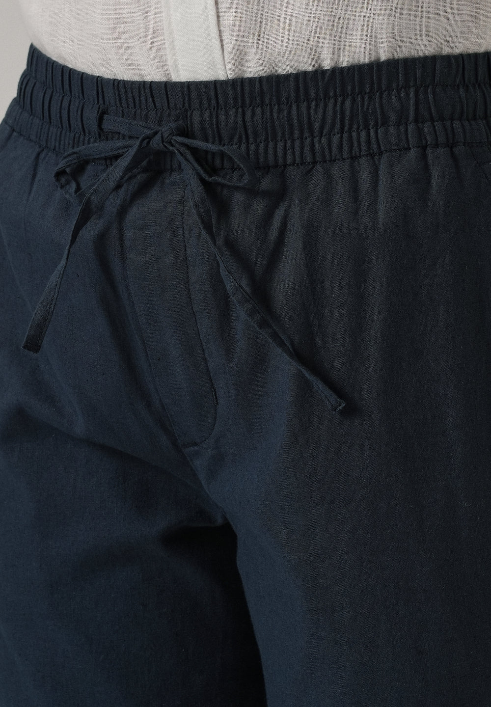 Drawstring Blue Linen Pant