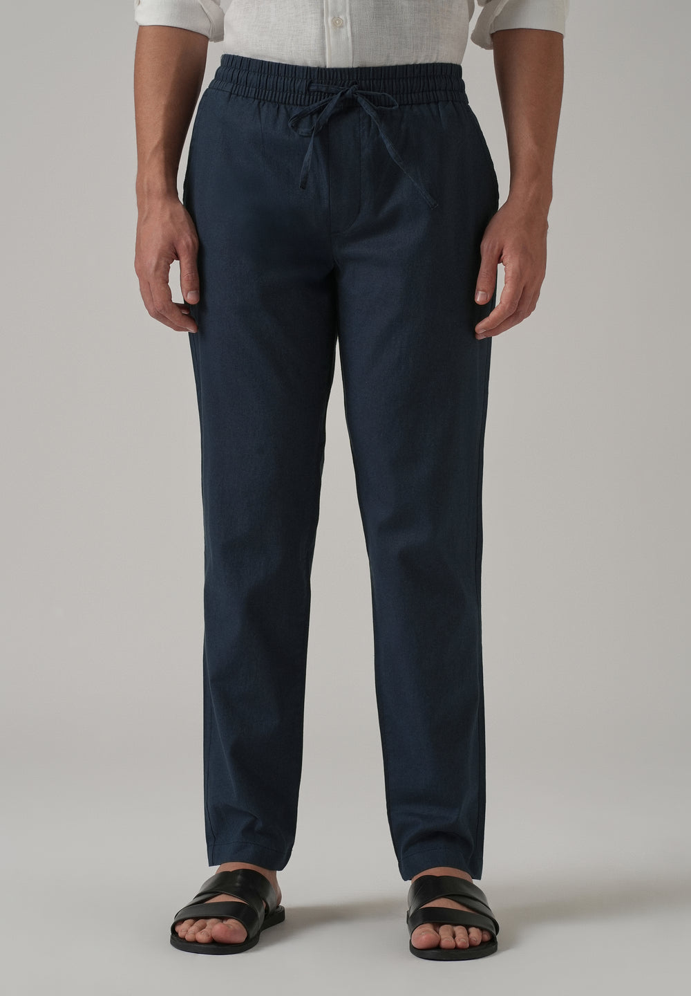 Drawstring Blue Linen Pant