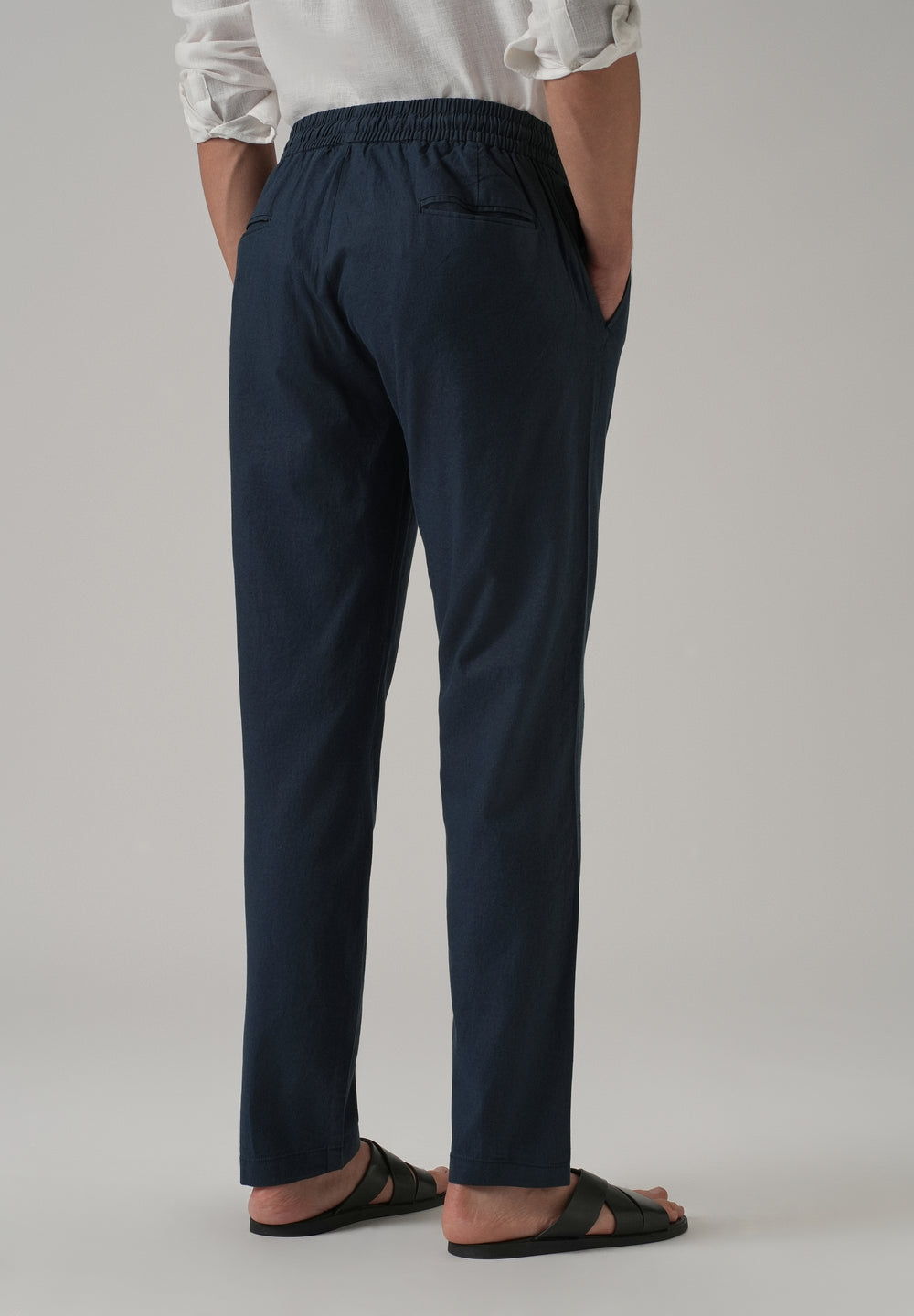 Drawstring Blue Linen Pant