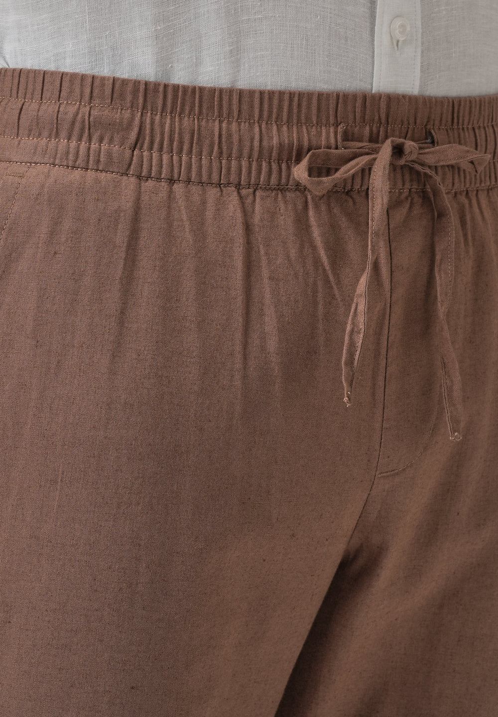 Drawstring Brown Linen Pant