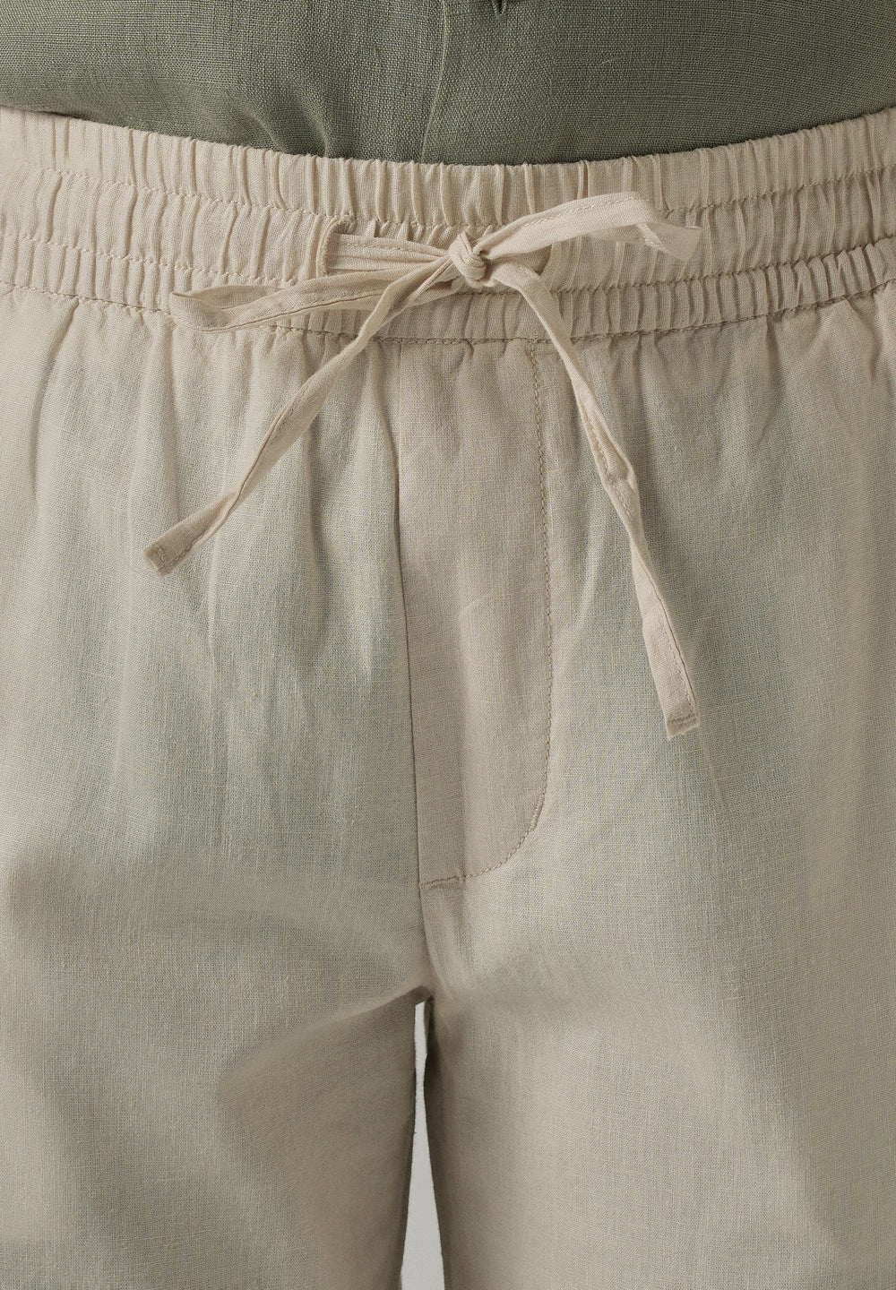 Drawstring Cream Linen Pant