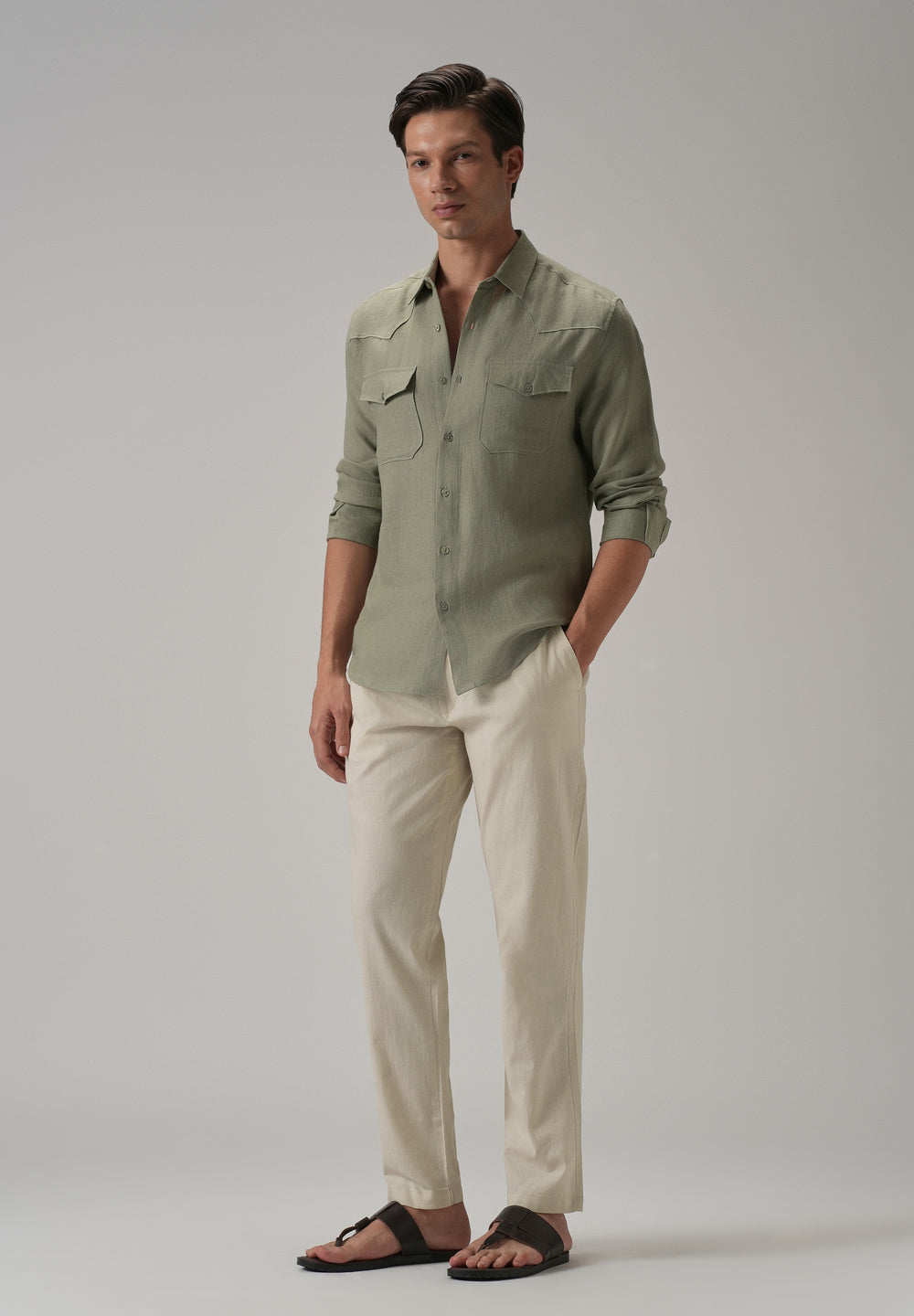 Drawstring Cream Linen Pant