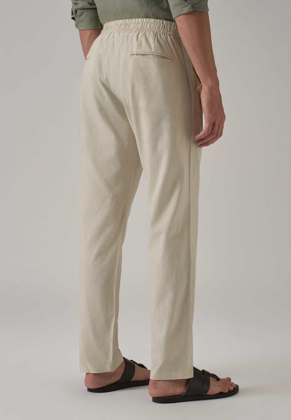 Drawstring Cream Linen Pant
