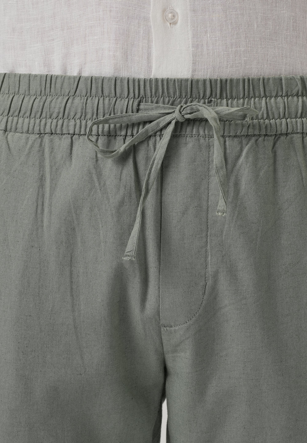 Drawstring Green Linen Pant