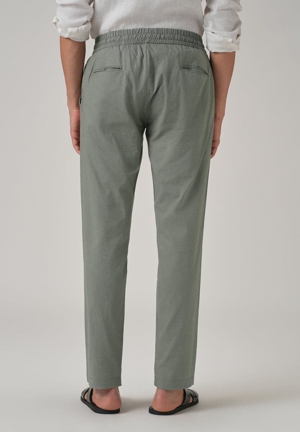 Drawstring Green Linen Pant