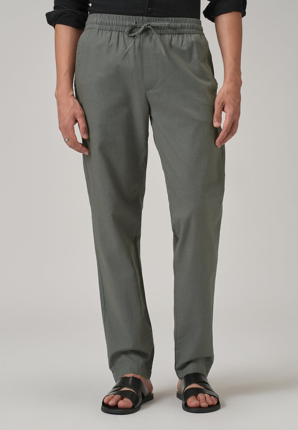 Drawstring Grey Linen Pant