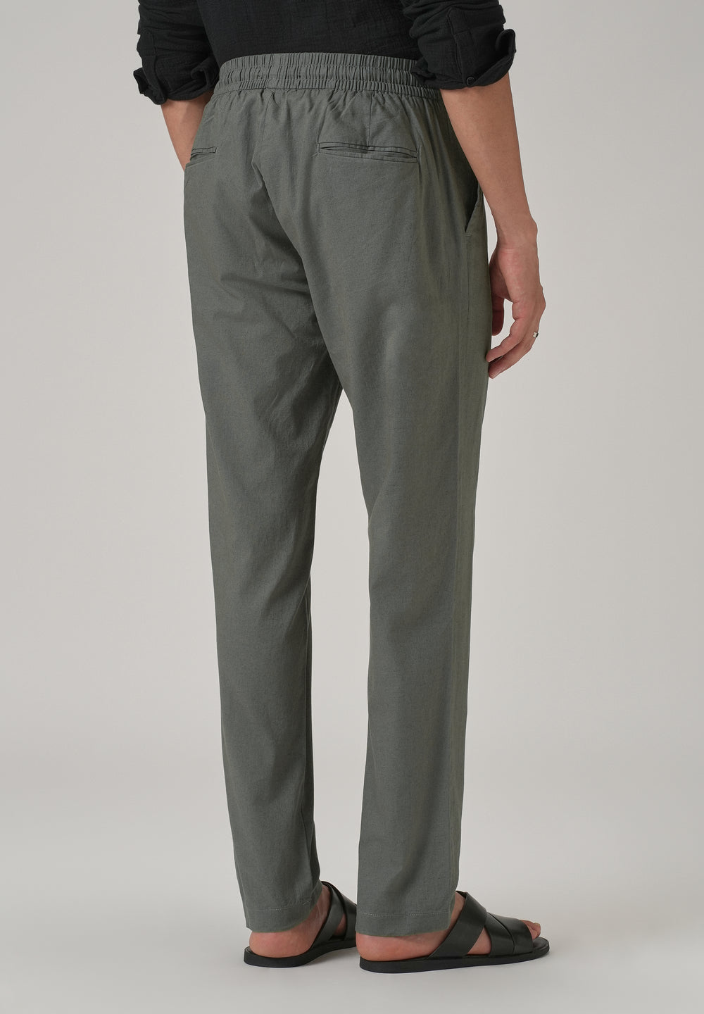 Drawstring Grey Linen Pant