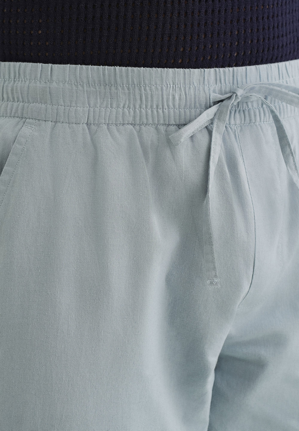 Drawstring Light Blue Linen Pant